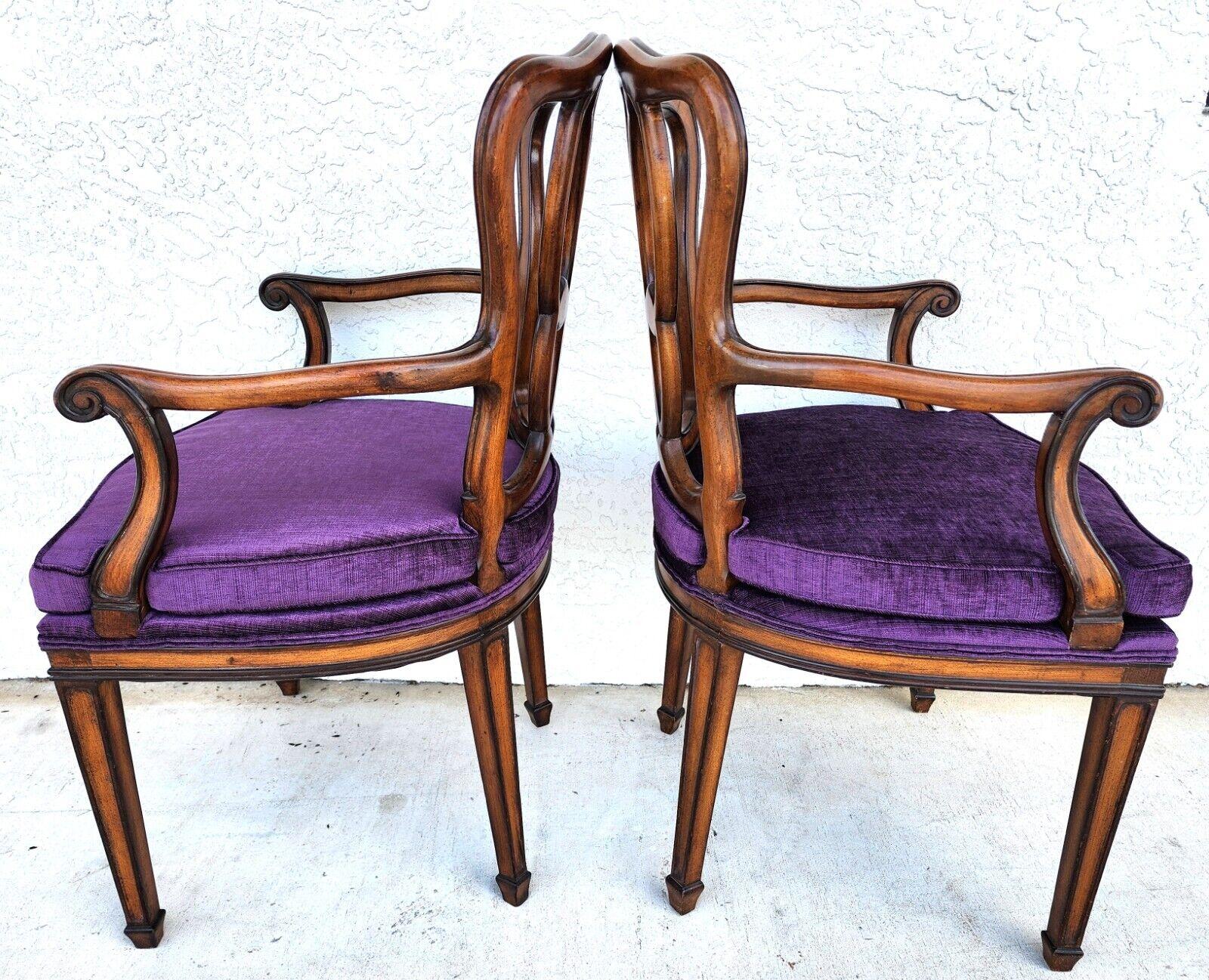 Mid-20th Century Vintage Regency Pretzel Back Armchairs Dining Accent Set of 2 For Sale