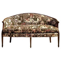 Vintage Regency Printed Chinoiserie Settee