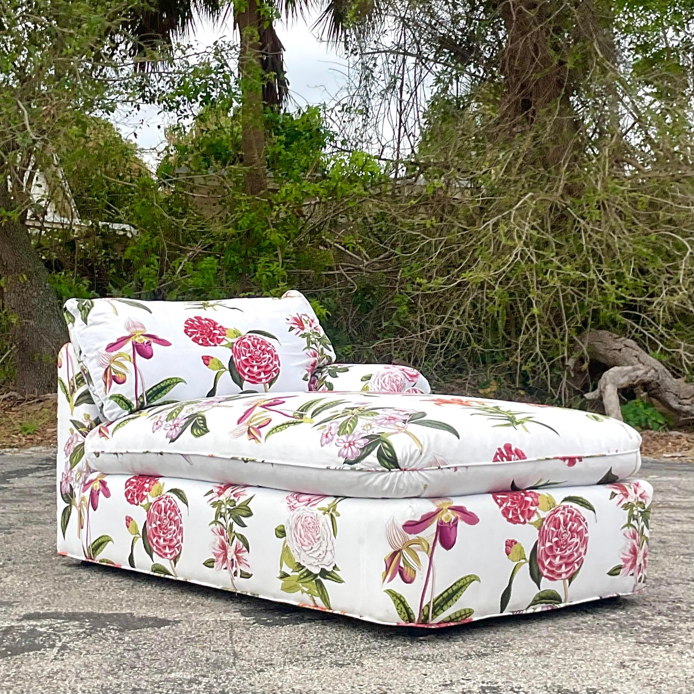 Vintage Regency Printed Floral Down Chaise Lounge 2