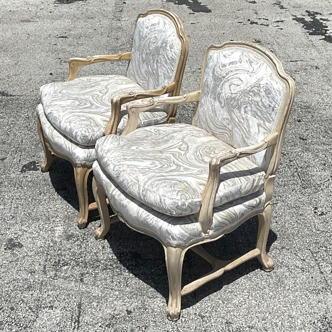 Sedie Bergere stampate Regency d'epoca - una coppia in vendita 1