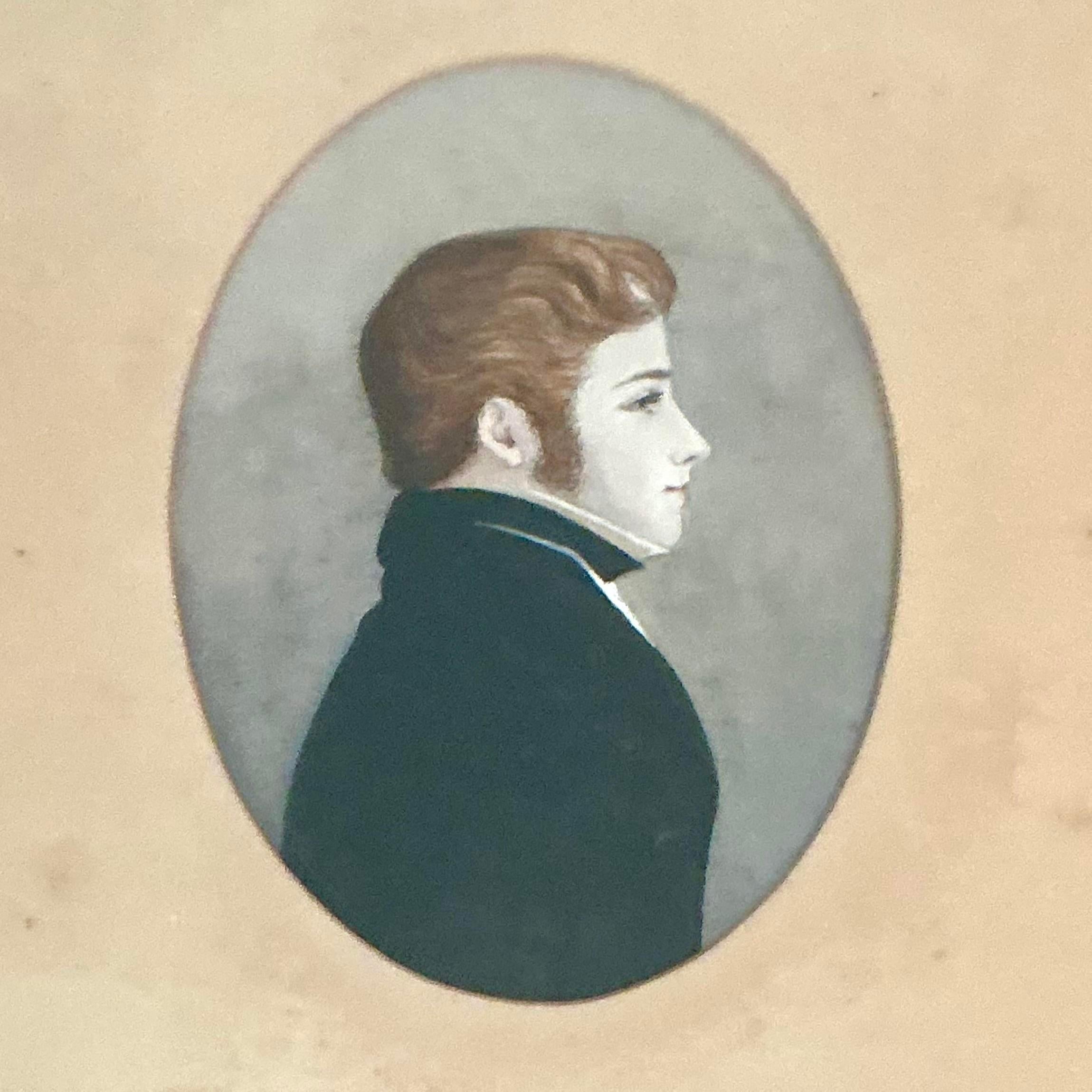 Vintage Regency-Porträts auf Papier im Regency-Stil im Angebot 4
