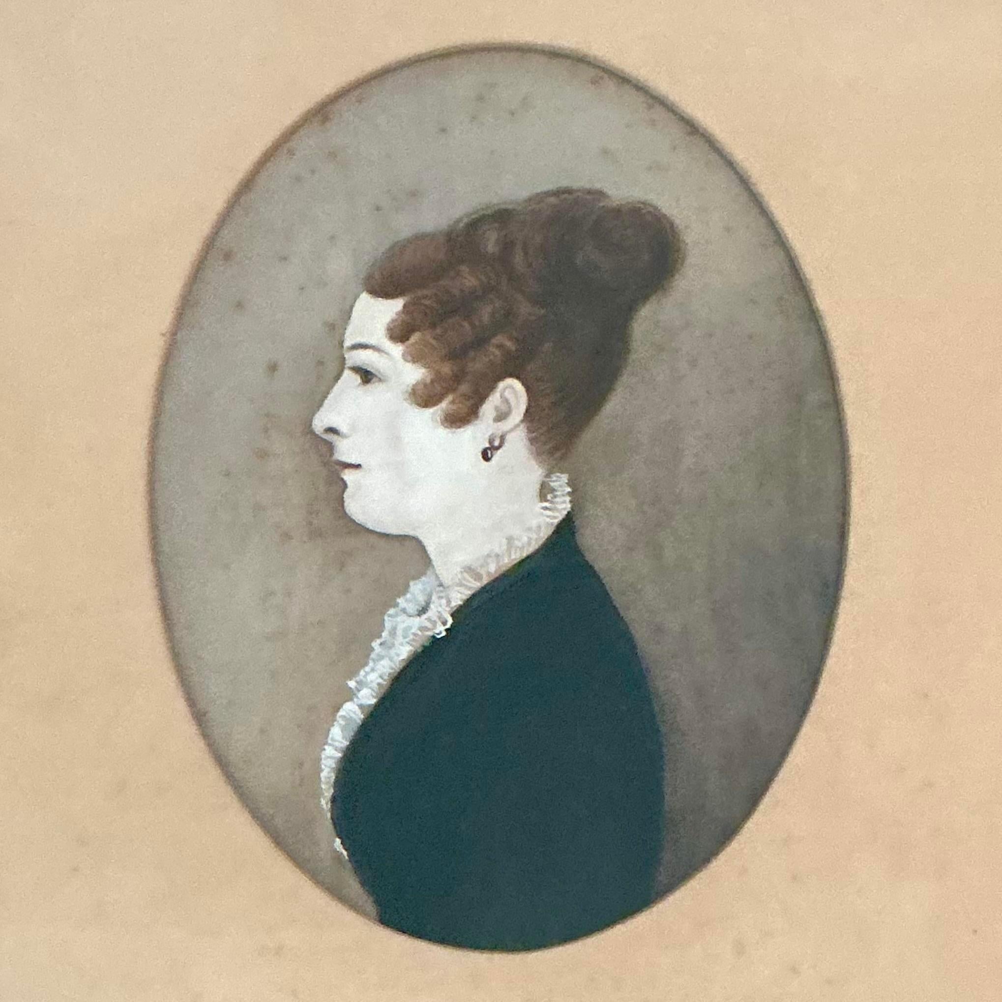 Vintage Regency-Porträts auf Papier im Regency-Stil im Angebot 5