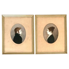 Retratos de Perfil Vintage Regency sobre Papel
