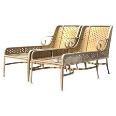 Chaise longue vintage de aluminio fundido con corte de diamante - Pareja