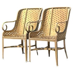 Vintage Regency Punch Cut Diamond Lounge Chairs - A Pair