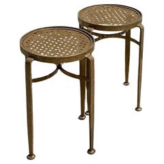 Pareja de Mesas Auxiliares Vintage Regency con Diamantes de Corte Punzonado