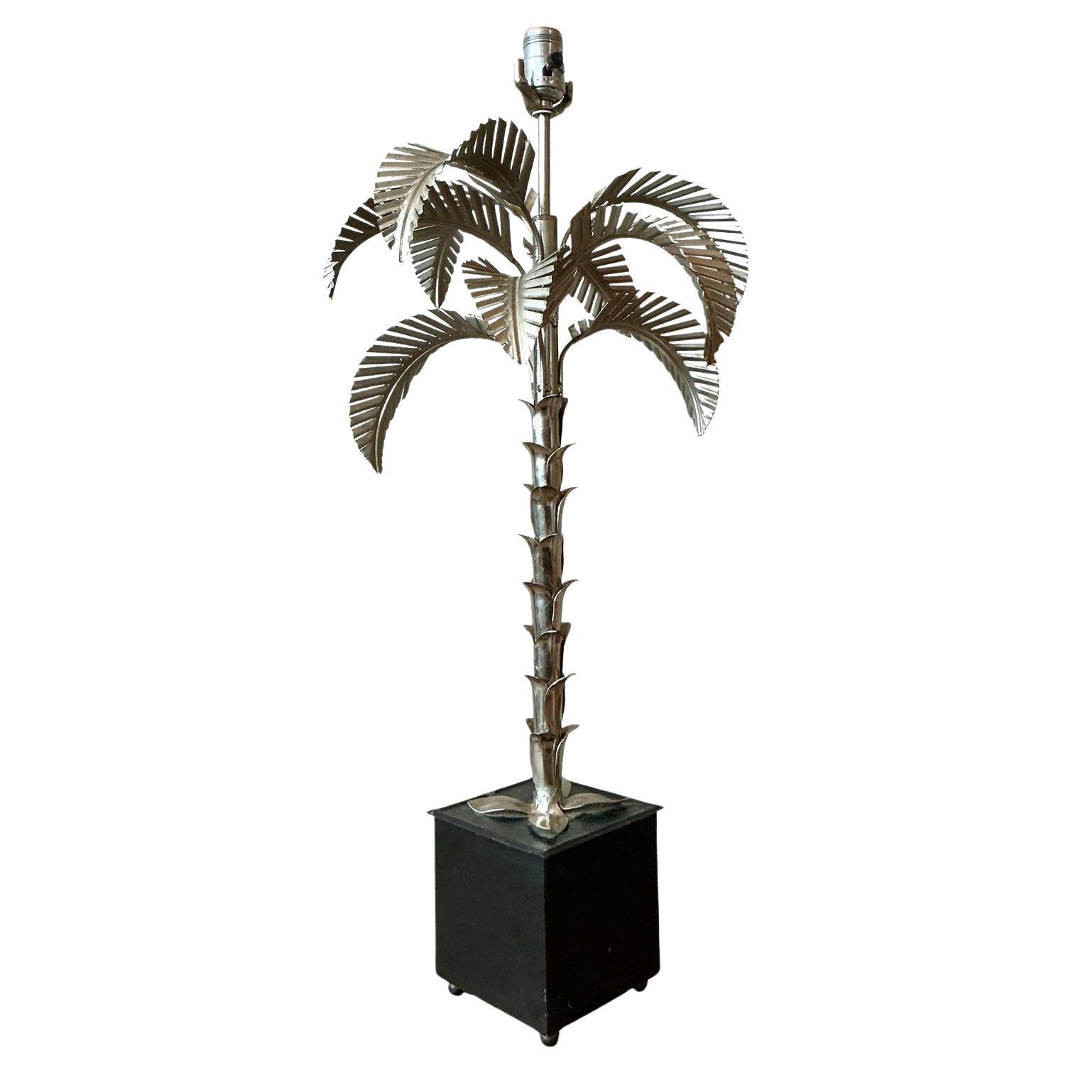 Vintage Regency Punch Cut Palm Tree Lamp For Sale
