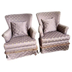 Vintage Regency Purple and Gold Honey Bees Lounge Chairs - A Pair