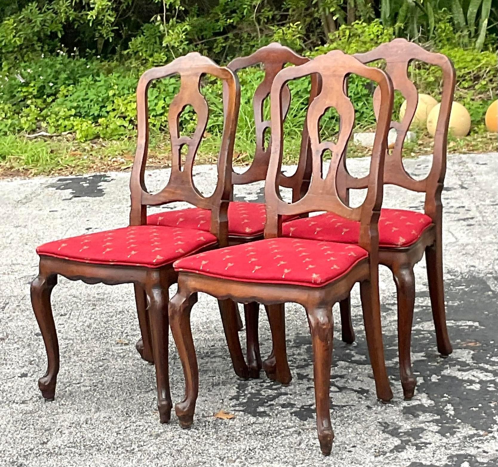 North American Vintage Regency Queen Anne Dining Chairs - Set of 4