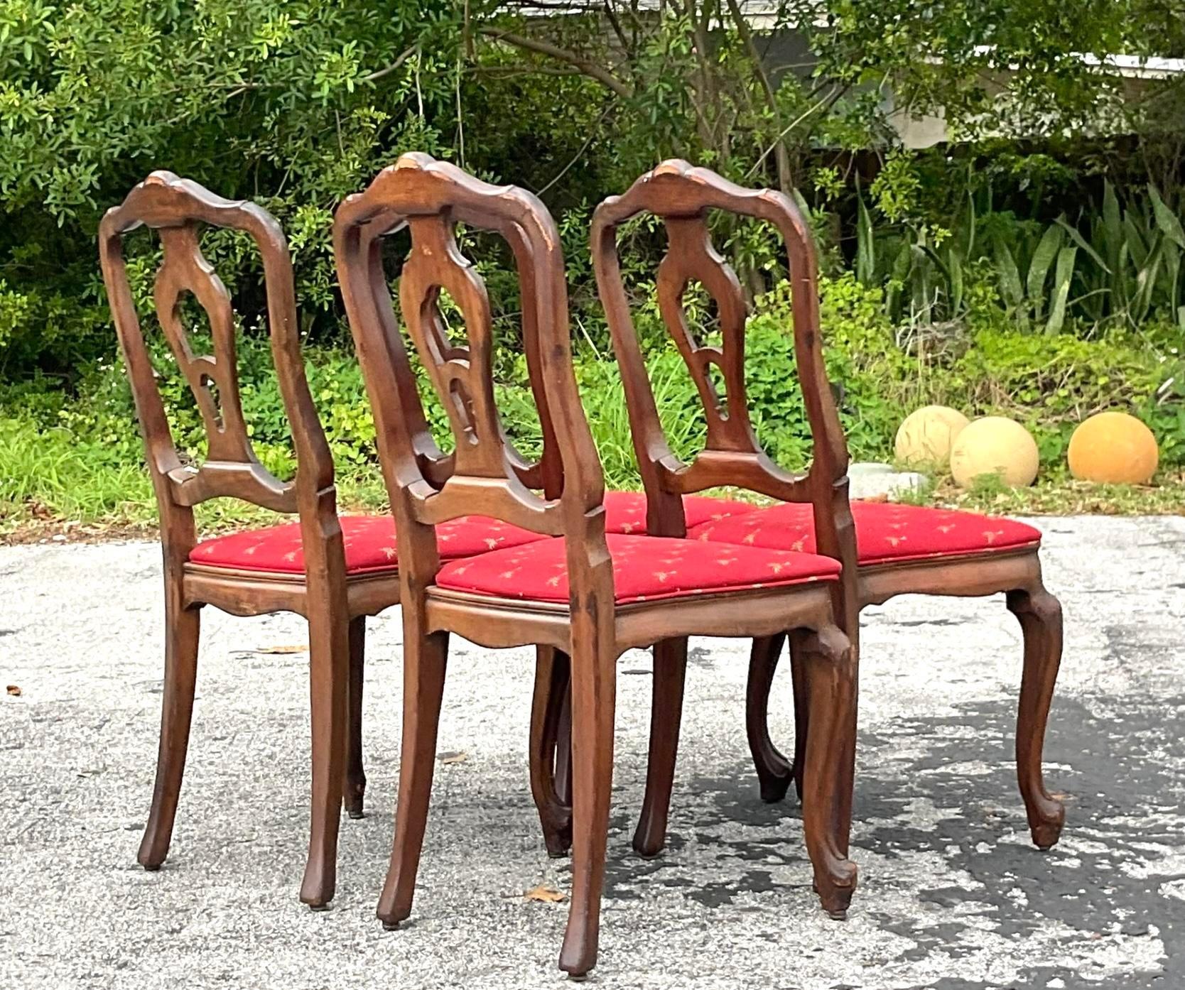 Vintage Regency Queen Anne Dining Chairs - Set of 4 In Good Condition In West Palm Beach, FL