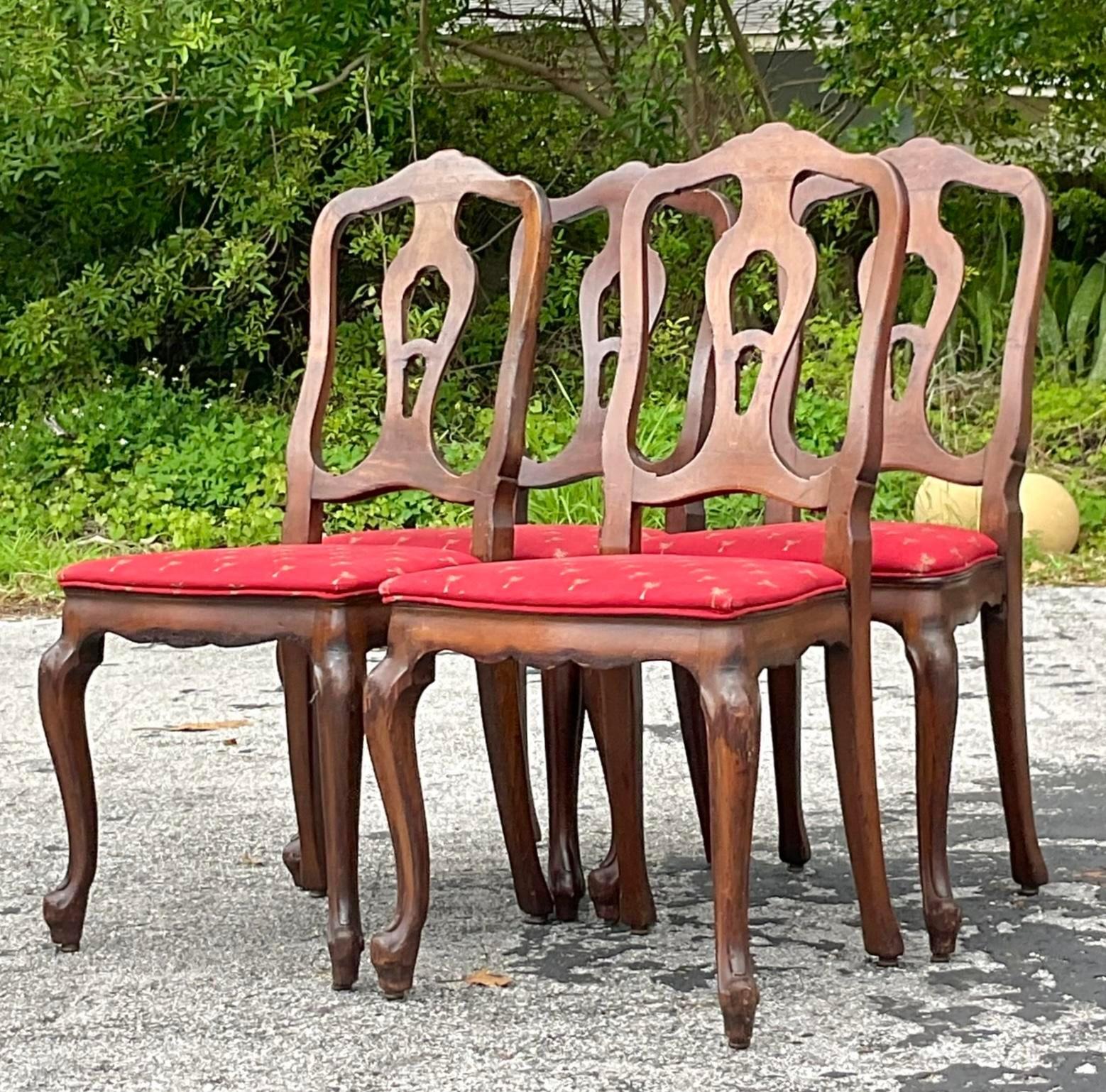20th Century Vintage Regency Queen Anne Dining Chairs - Set of 4