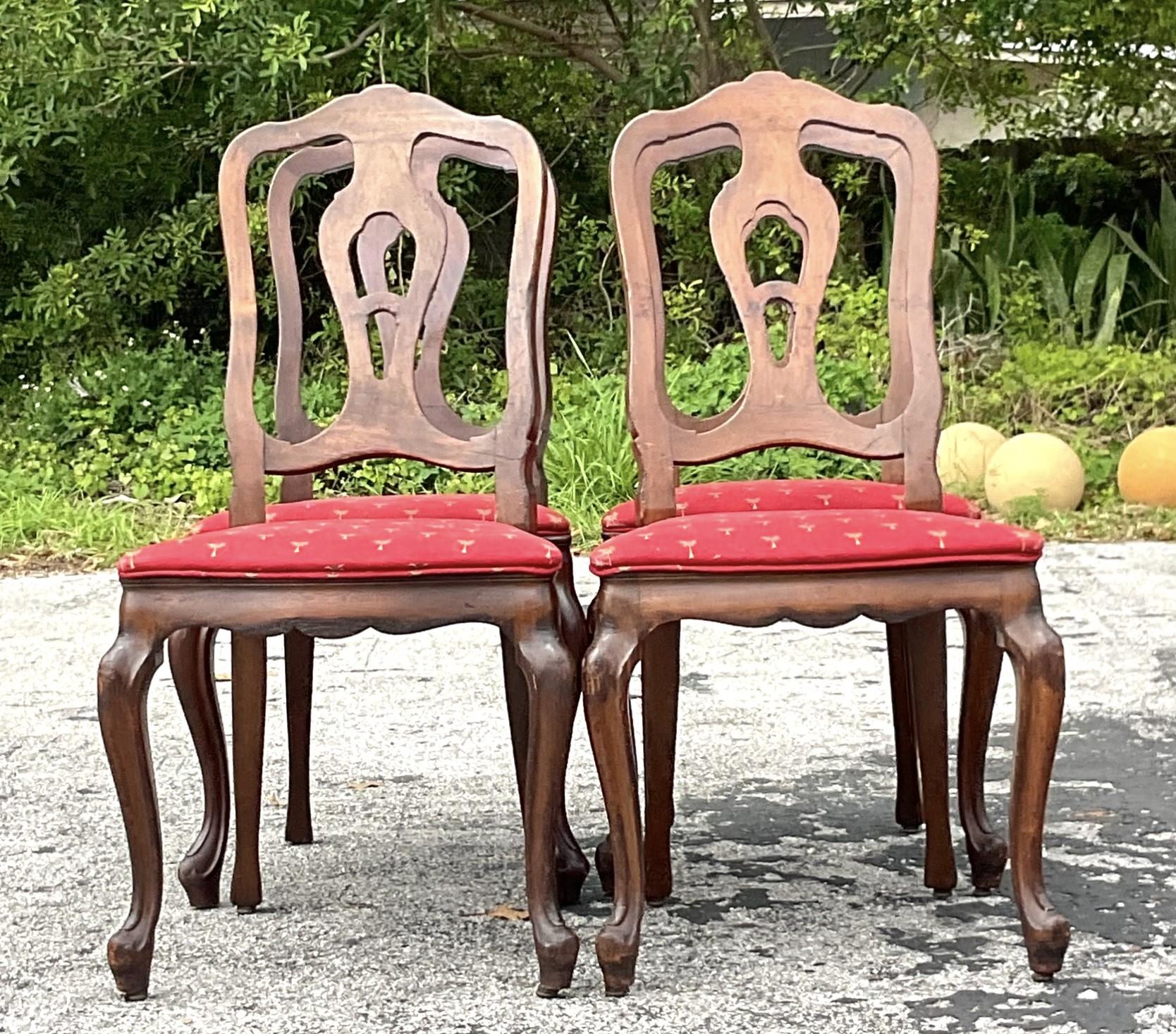 Vintage Regency Queen Anne Dining Chairs - Set of 4 1