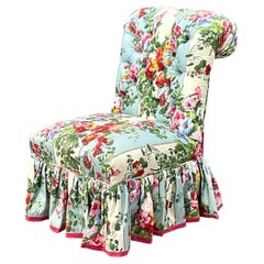 Vintage Regency Quilted Floral Slipper Chair