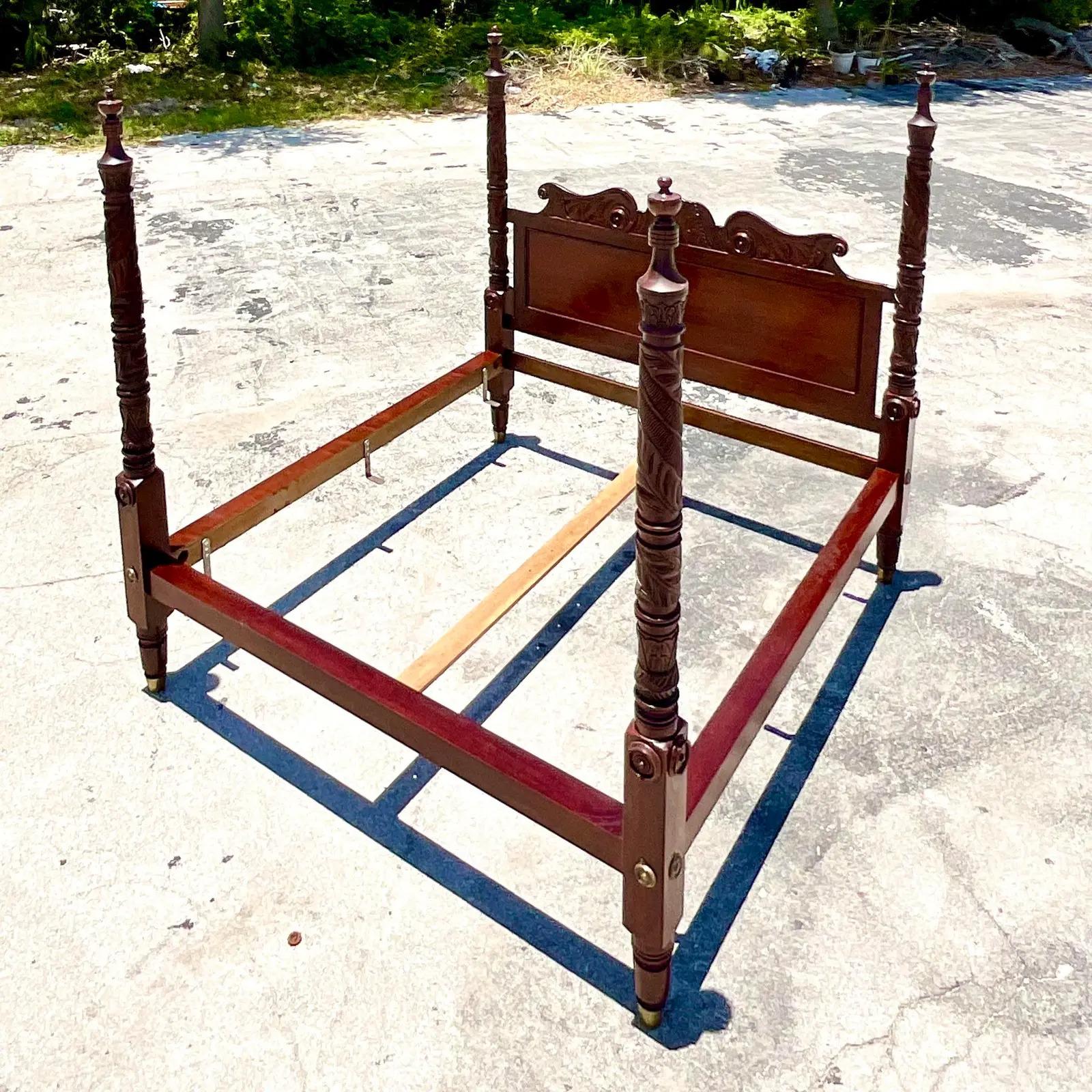 Vintage Regency Ralph Lauren Mahogany King Poster Bed In Good Condition In west palm beach, FL