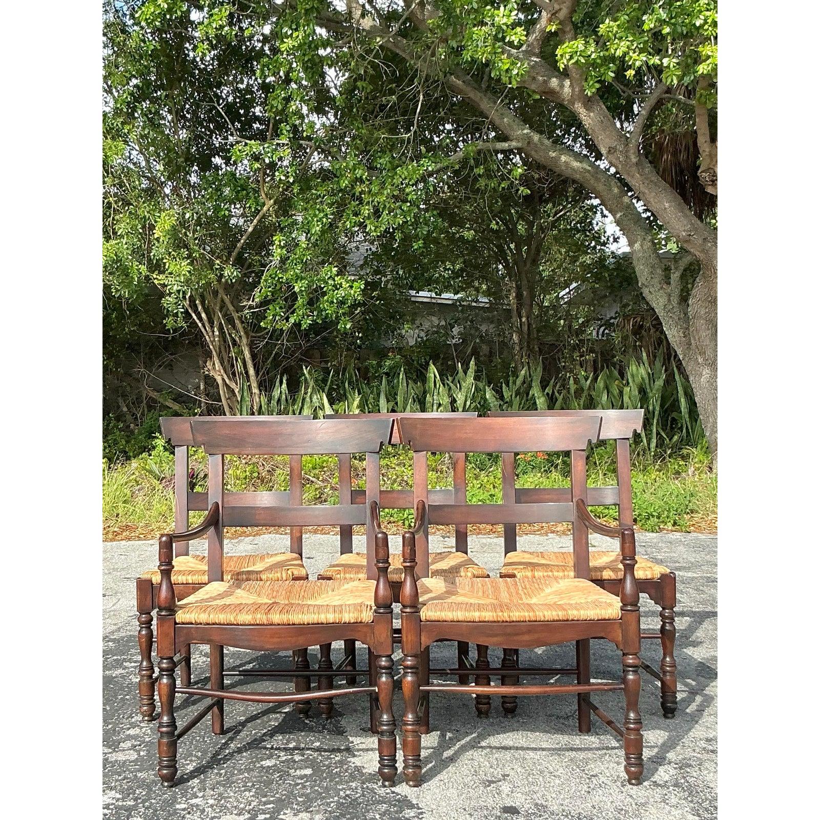 Vintage Regency Ralph Lauren Rush Marseilles Esszimmerstühle im Regency-Stil - 5er-Set (20. Jahrhundert) im Angebot