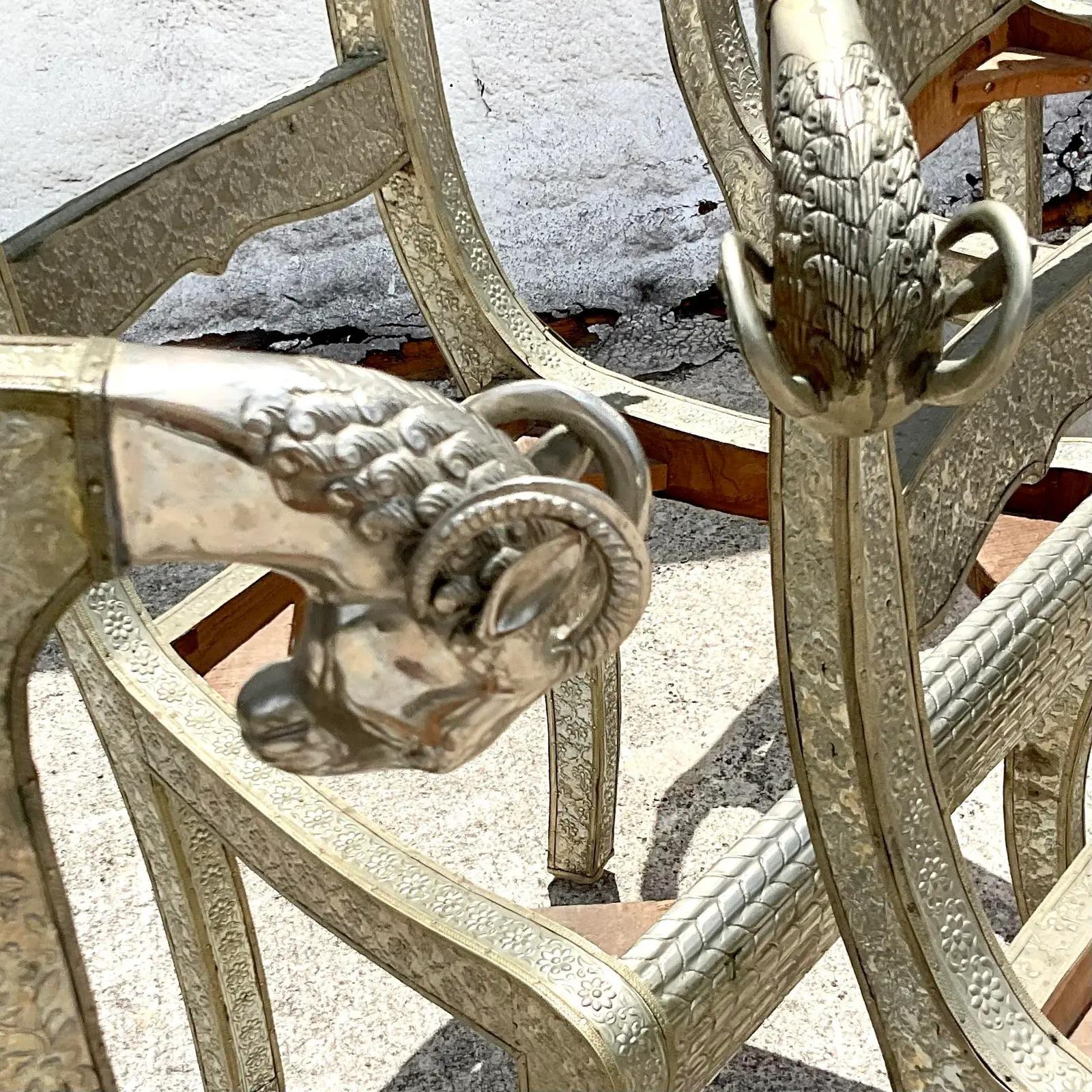 Vintage Regency Ram’s Head Anglo Indian Wedding Chair, Set of Six 5