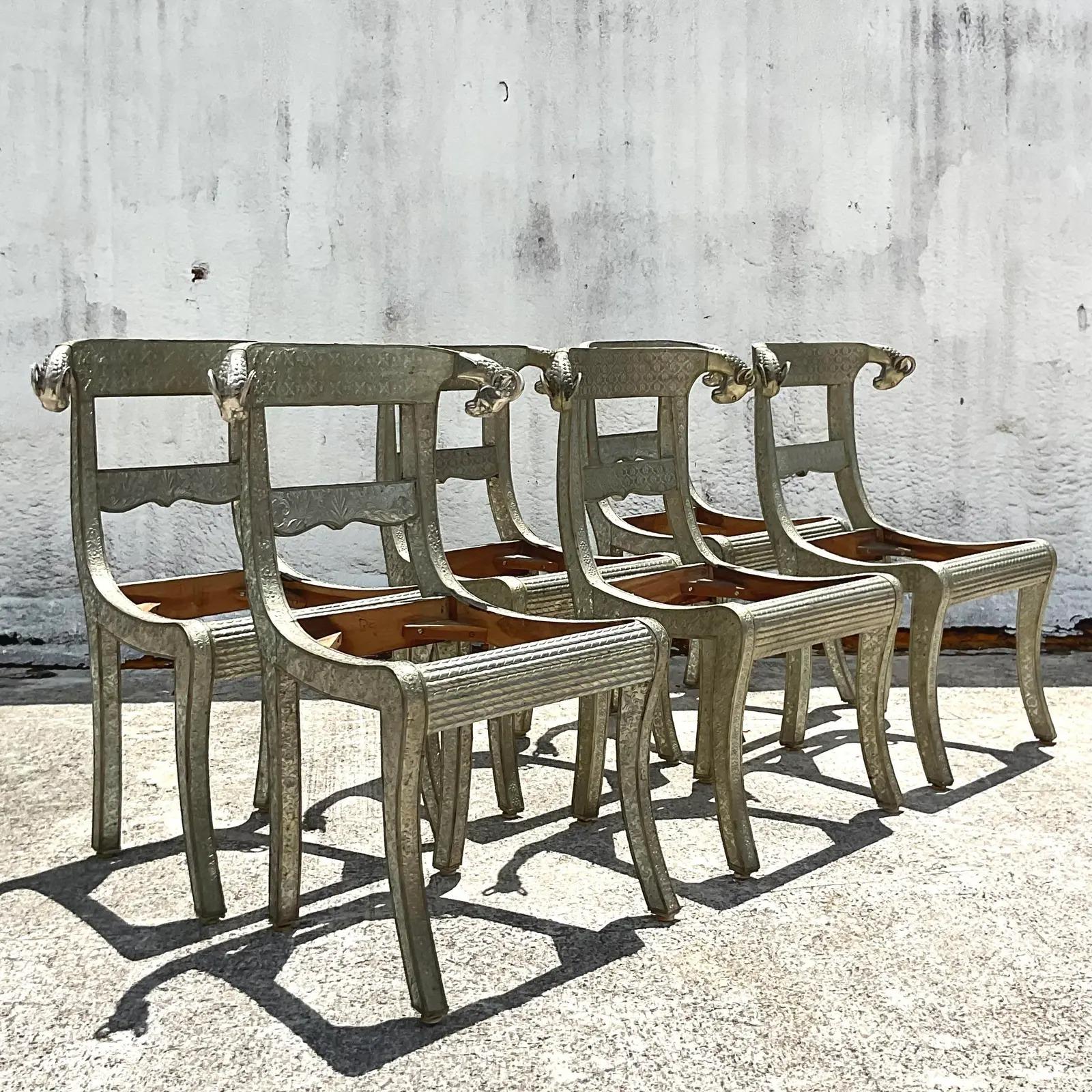 Vintage Regency Ram’s Head Anglo Indian Wedding Chair, Set of Six 1
