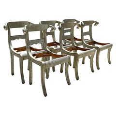 Chaise de mariée indienne anglo-indienne à tête de bélier vintage Regency, lot de six