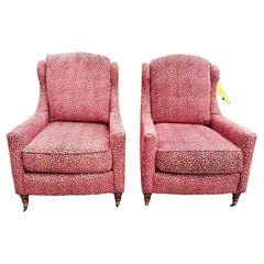 Vintage Regency Red Leopard Print Lounge Chairs by Sherrill Furniture