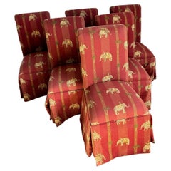 Sedie da pranzo Parsons con zoccolo rosso vintage della Reggenza - Set di 6