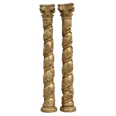 Vintage Regency Vite dorate su legno - una coppia