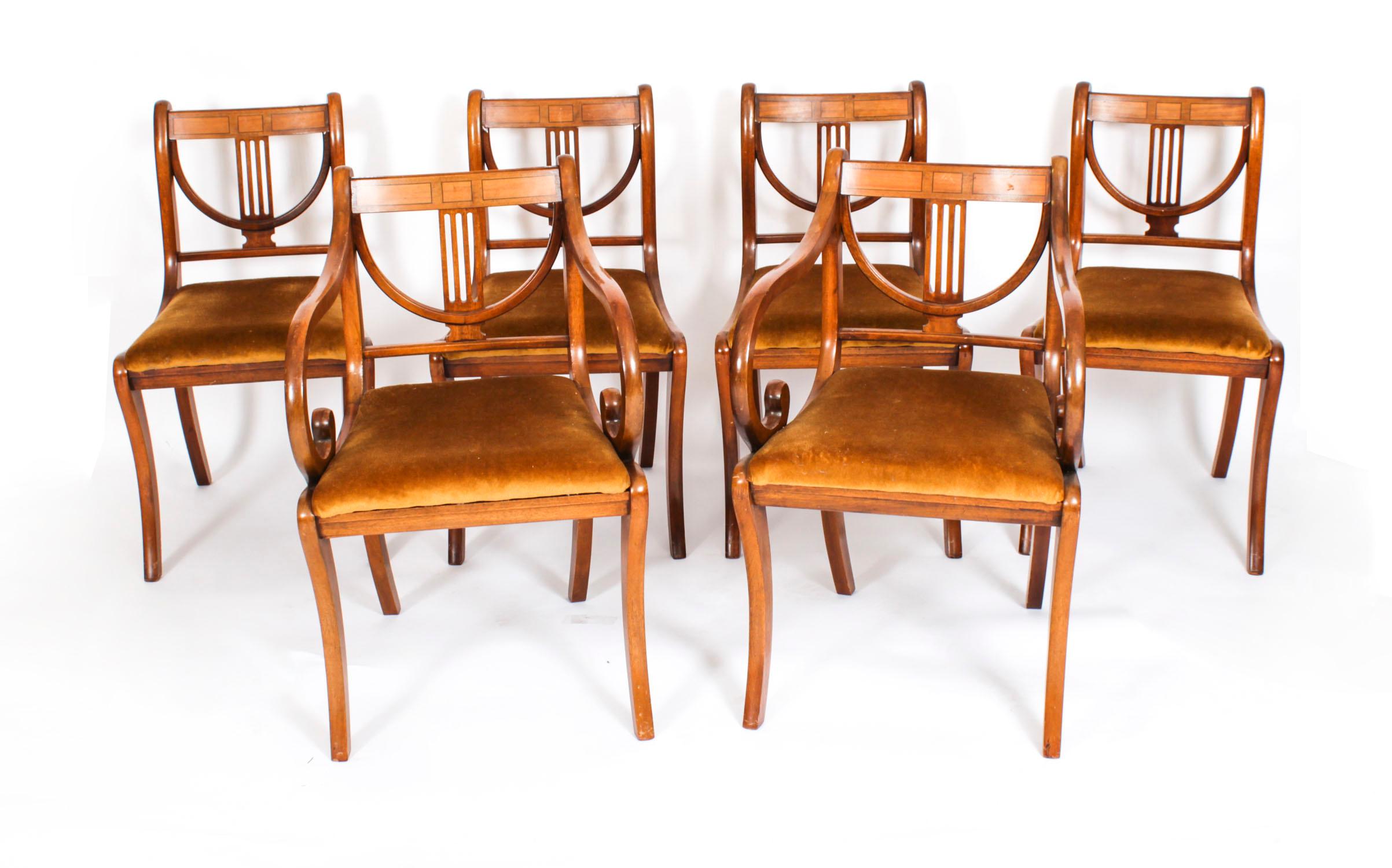 Vintage Regency Revival Dining Table & 6 Dining Chairs 20th Century 7