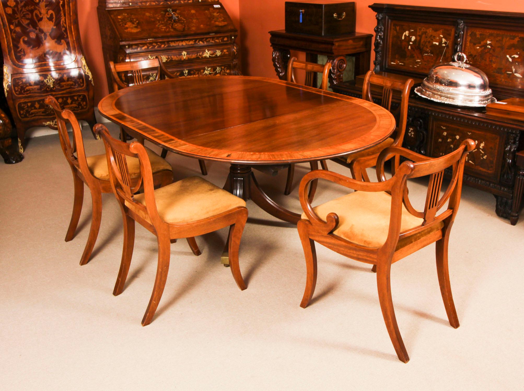 Vintage Regency Revival Dining Table & 6 Dining Chairs 20th Century 16