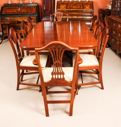 Vintage Regency Revival Dining Table & 8 Chairs by William Tillman 20th C