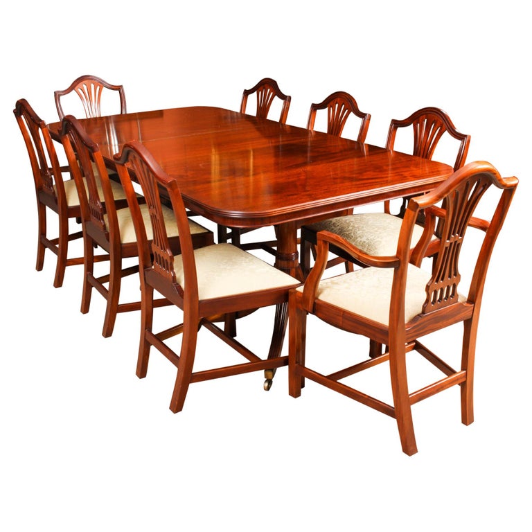 Vintage Regency Revival Dining Table and 8 Chairs by William Tillman
