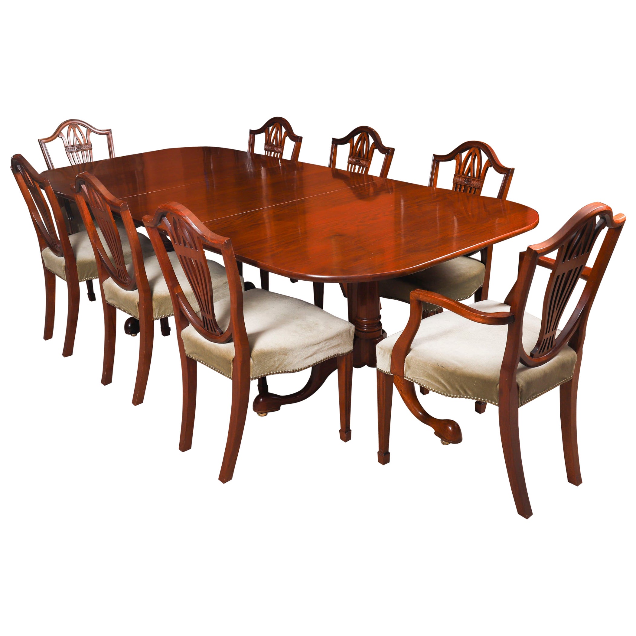 Vintage Regency Revival Dining Table & 8 chairs by William Tillman 20th Century