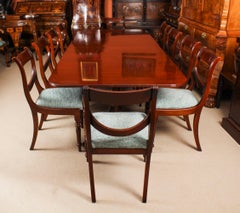 Vintage Regency Revival Dining Table and 10 Chairs by William Tillman 20th C