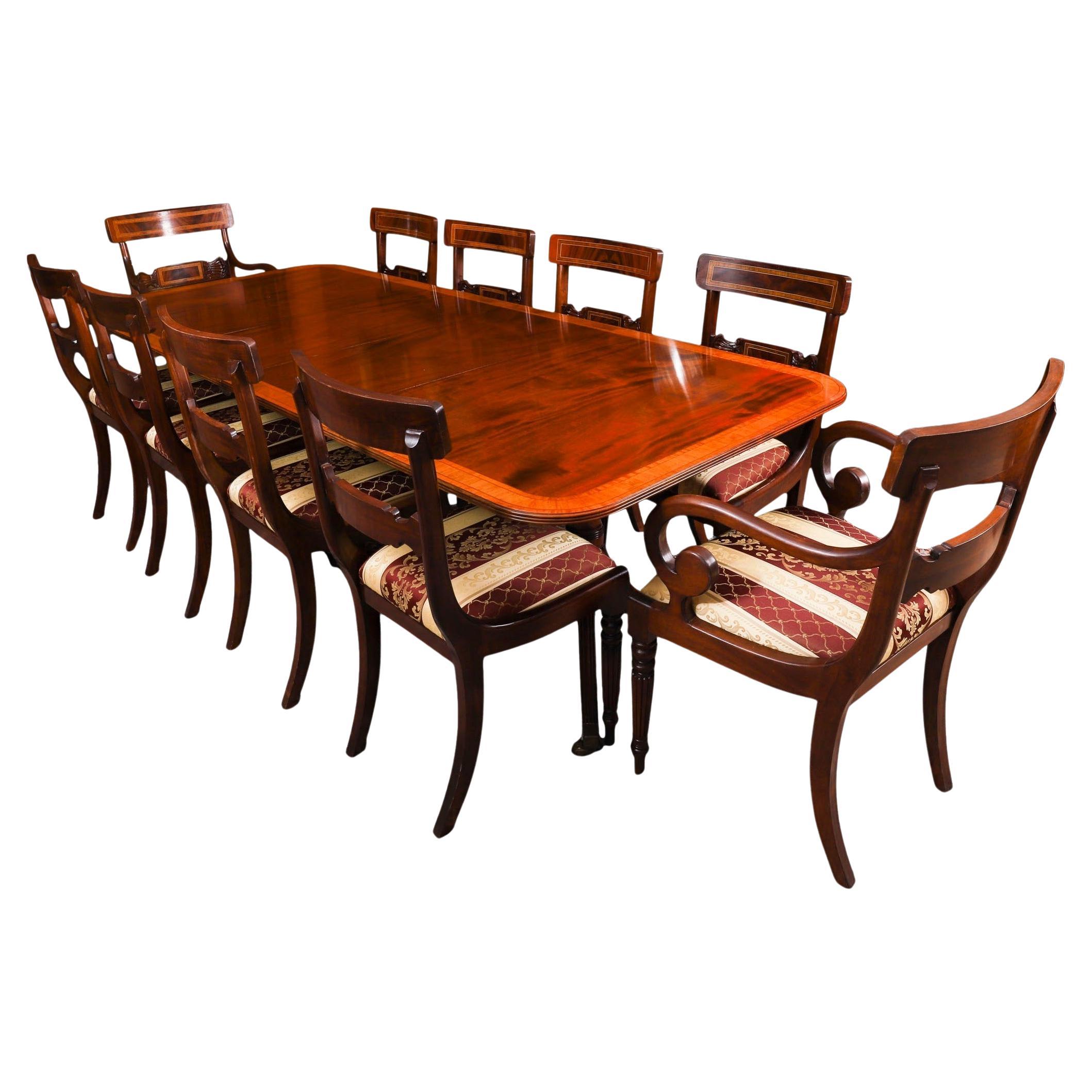 Vintage Regency Revival Dining Table by William Tillman & 10 Chairs 20th Century