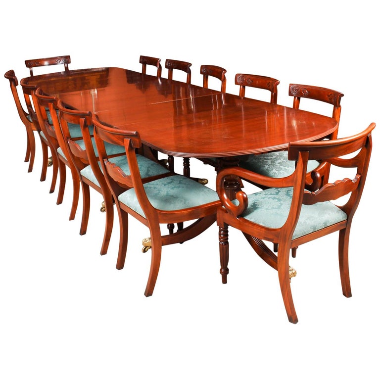 Vintage Regency Revival Dining Table By William Tillman And 12