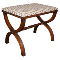 Tabouret de chambre à coucher de style Regency vintage, anglais, hêtre, cheminée, tabouret de chambre à coucher