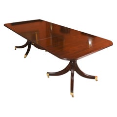 Vintage Regency Revival Twin Pillar Dining Table 20th C.