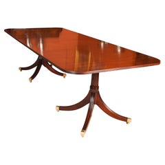 Vintage Regency Revival Twin Pillar Dining Table by William Tillman 20th C