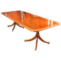 Vintage Regency Revival Twin Pillar Dining Table by William Tillman 20th C