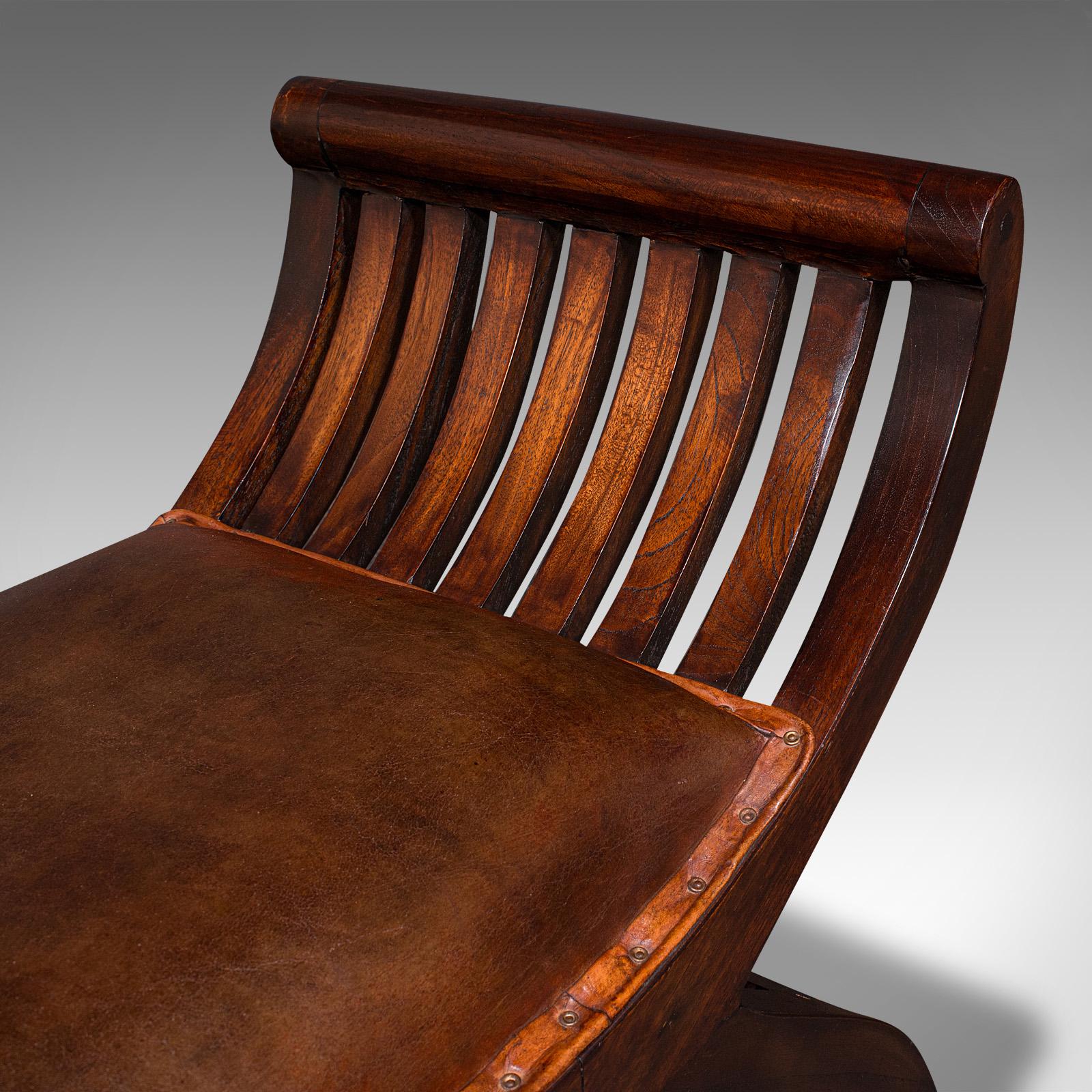 Vintage Regency Revival Window Bench, English, Leather Duet Stool, Bedroom Seat 3