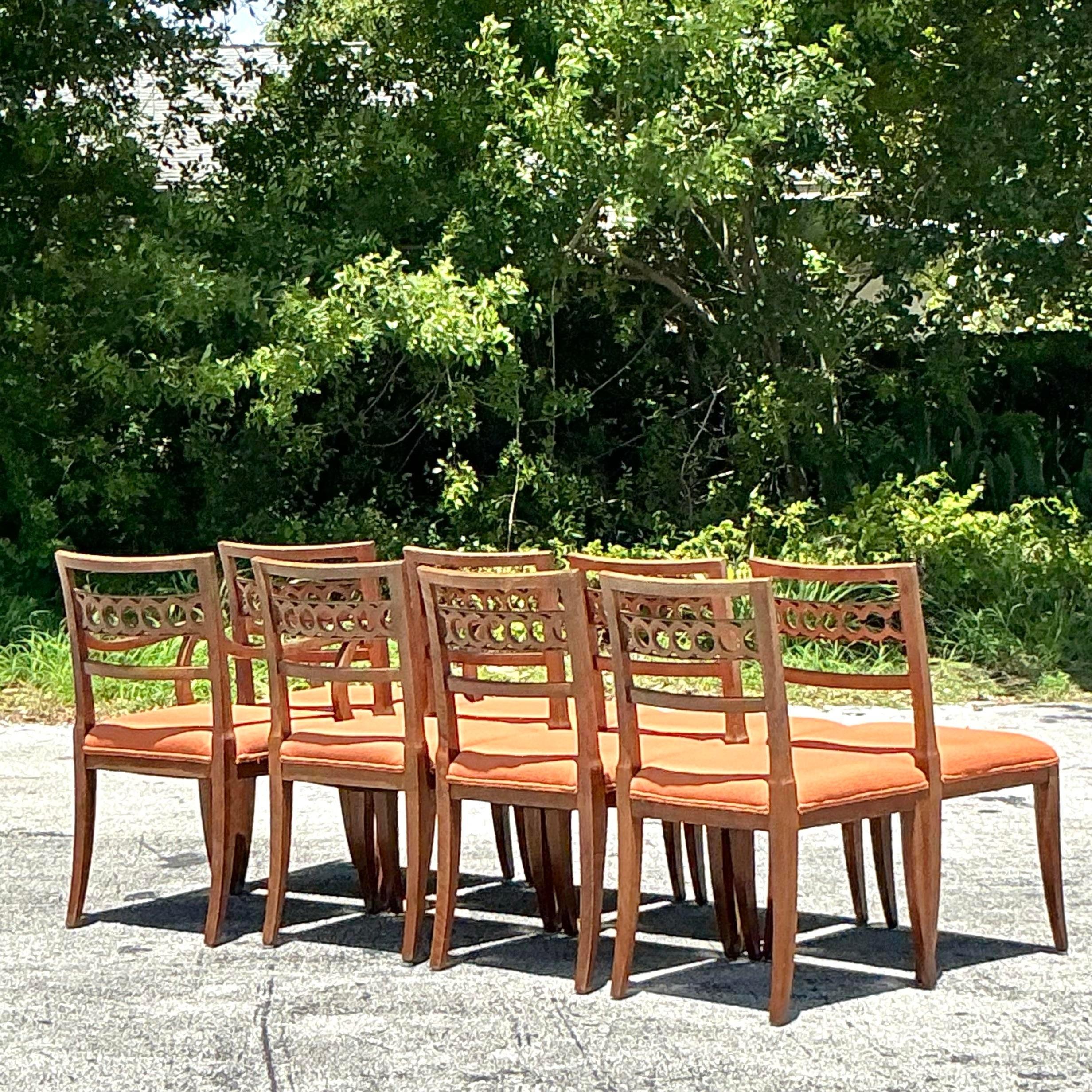 Upholstery Vintage Regency Ring Back Dining Chairs - Set of 8
