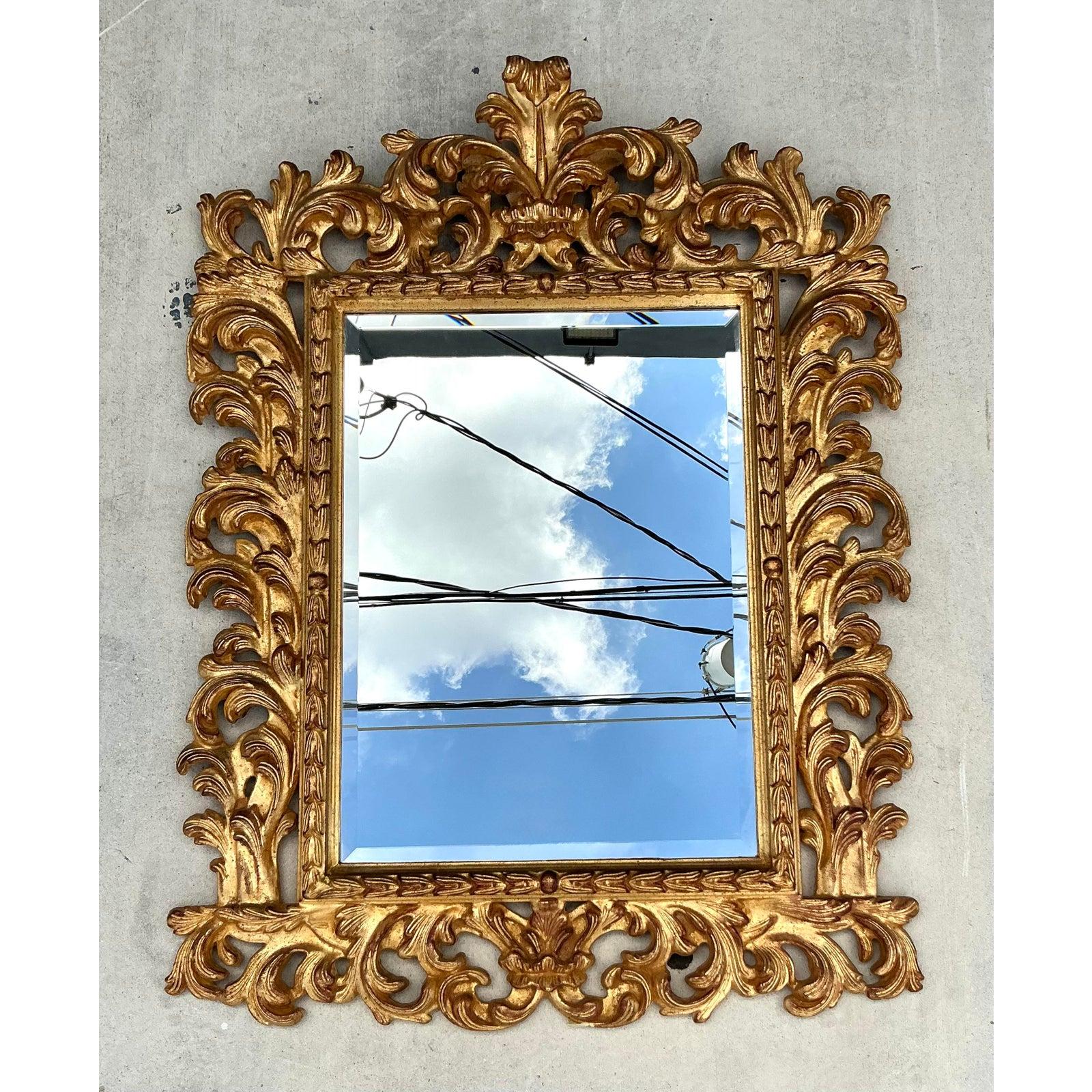 Italiano Specchio dorato rococò Regency d'epoca in vendita