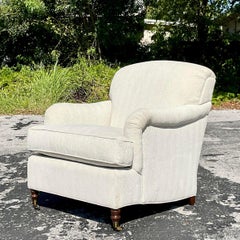 Vintage Regency Roll Back Lounge Chair After Kravet
