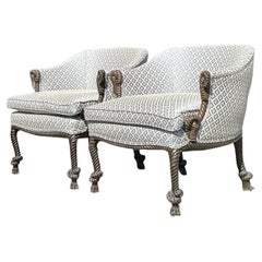 Vintage Regency Rope and Knot Lounge Chairs - A Pair