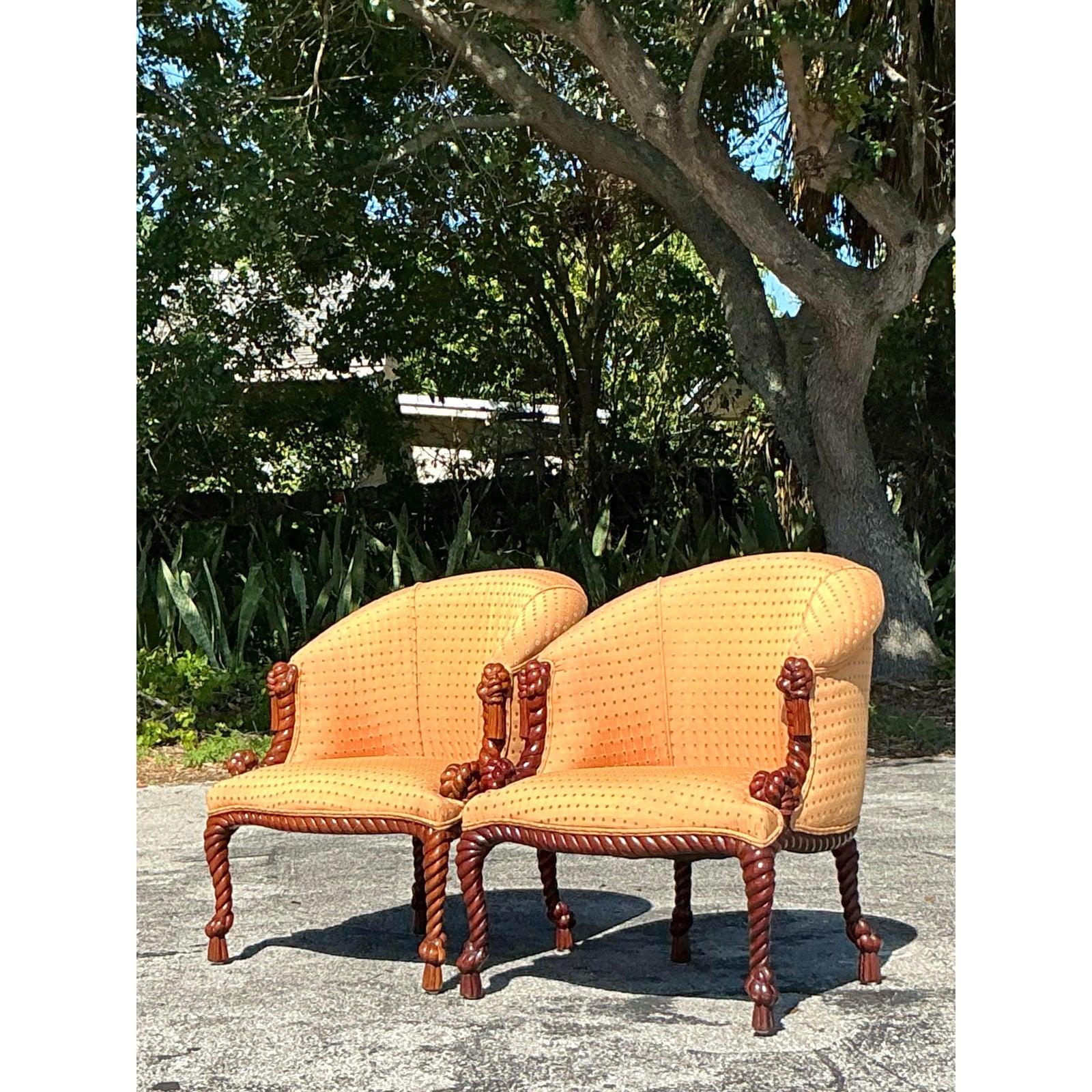 Chiars de Salón de Cuerda y Nudos Vintage Regency - Un Par en venta 3