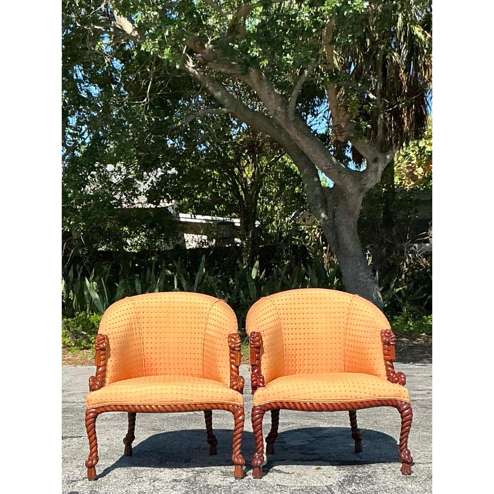 Chiars de Salón de Cuerda y Nudos Vintage Regency - Un Par en venta 4