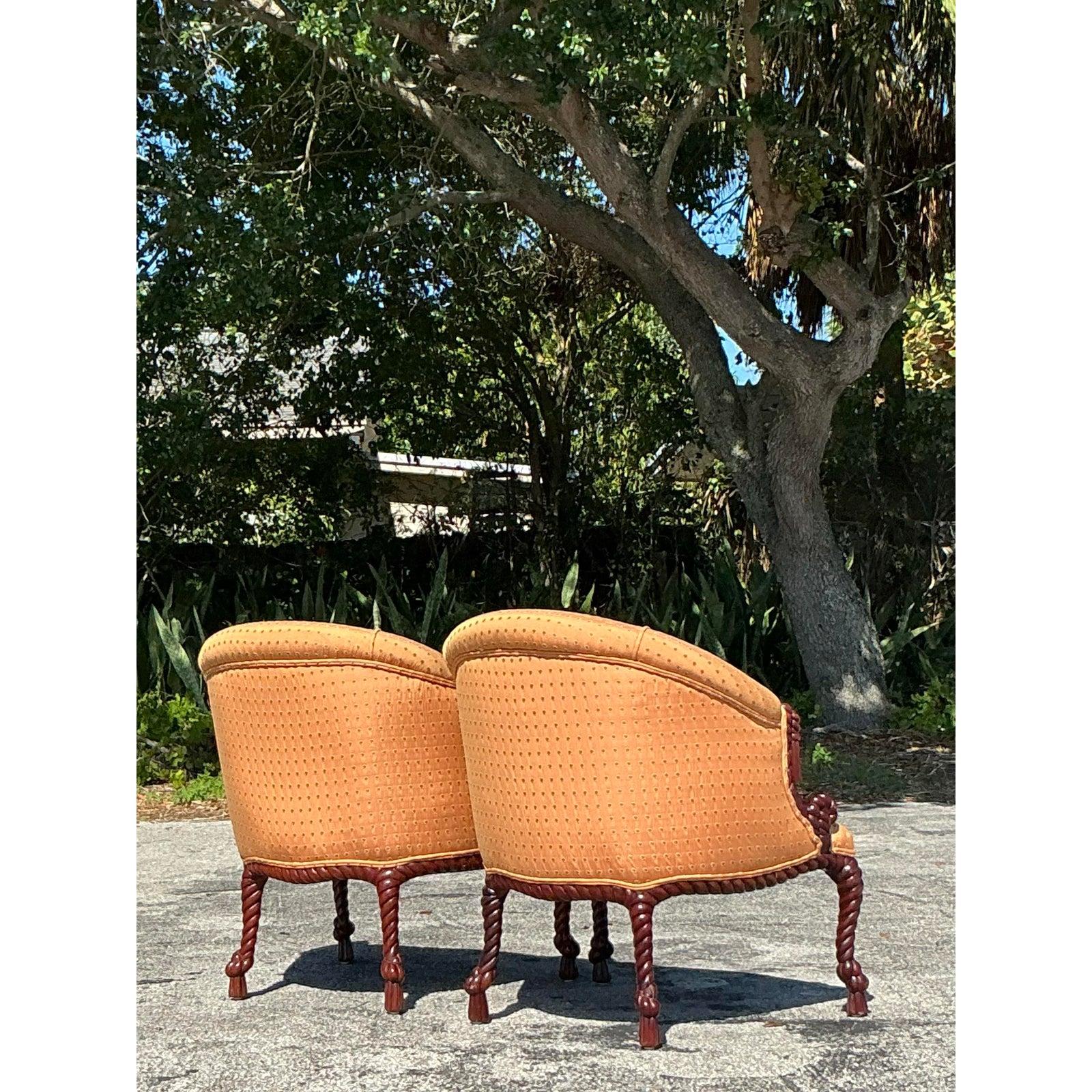 Chiars de Salón de Cuerda y Nudos Vintage Regency - Un Par Tela en venta