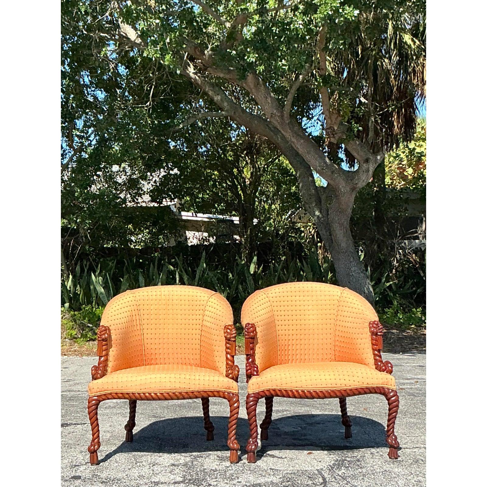 Chiars de Salón de Cuerda y Nudos Vintage Regency - Un Par en venta 2