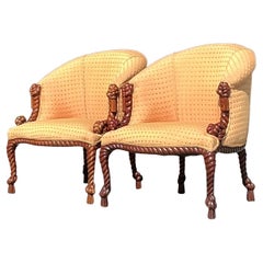Vintage Regency Rope and Knot Lounge Chiars - A Pair