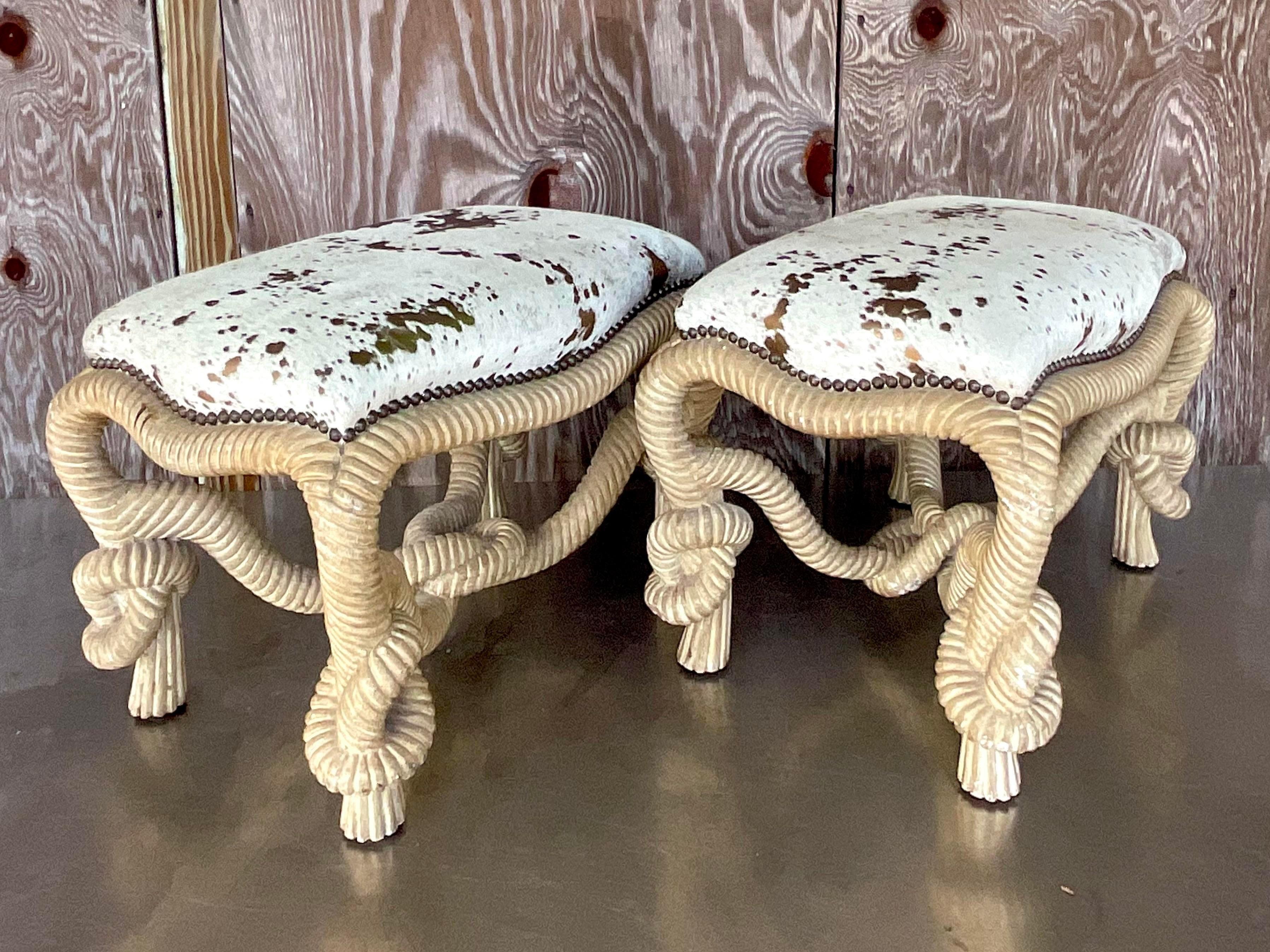 Vintage Regency Rope and Knot Stools - a Pair For Sale 1