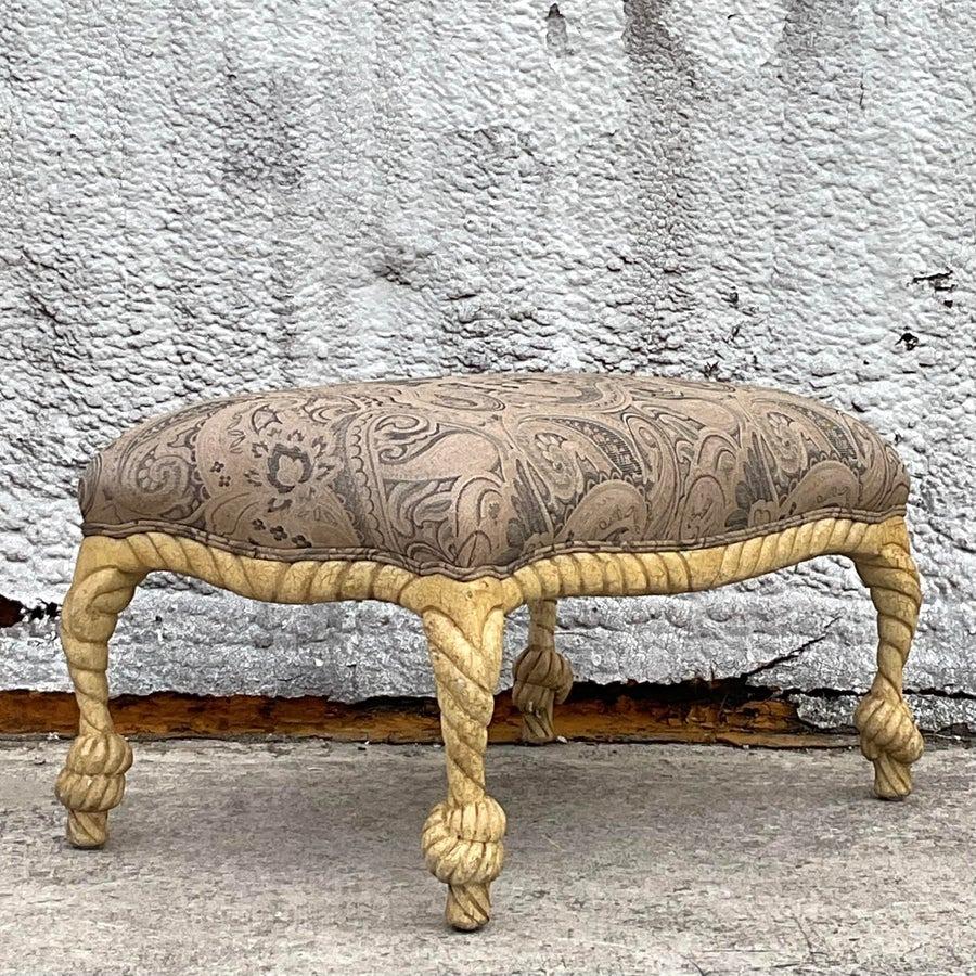 American Vintage Regency Rope Tassel Ottoman For Sale