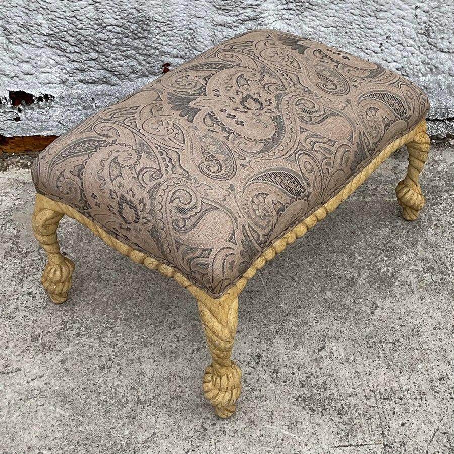 20th Century Vintage Regency Rope Tassel Ottoman For Sale